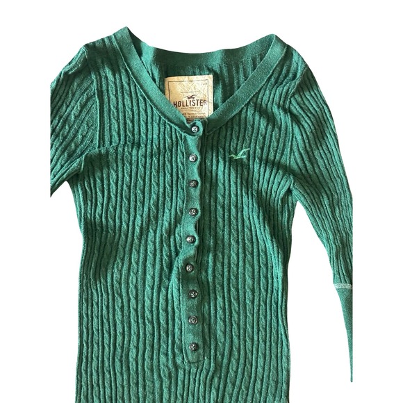 Vintage Y2K Hollister Green Cable Knit
Henley Top M - Picture 2 of 7